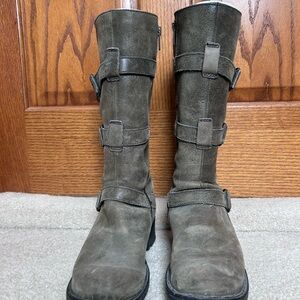 Born charcoal Leather Boots with Buckles